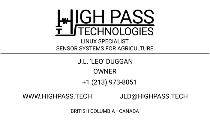 high pass technologies logo business card